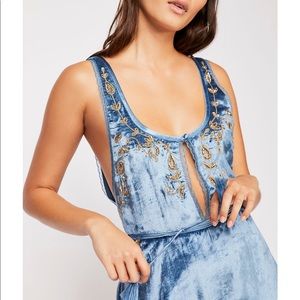 Free People Blue Eyes Velvet Romper